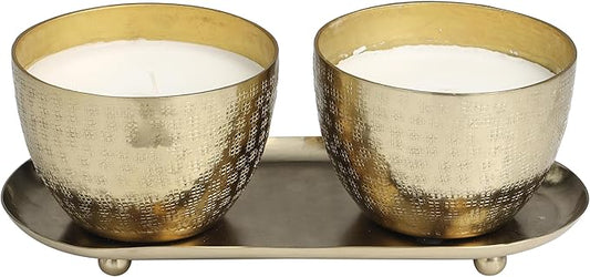 Deco 79 Metal Decorative Candle Roses in Paradise Scented Grid Patterned 10 oz 1 Wick Aromatherapy Candle with White Wax, ...