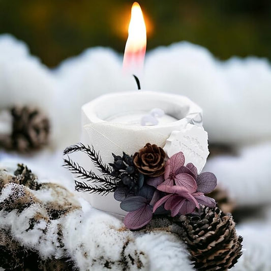 Elegant Octagon Soy Wax Scented Candle with Dried Flowers & Pinecones - Hand-Poured in Artisan Jar, Zen Home Decor,Wedding...