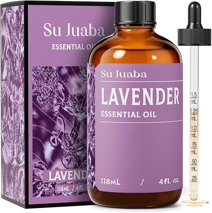 SU JUABA Lavender Essential Oil 4 Fl Oz, 100% Pure Natural Aromatherapy Oil for Diffuser, Skin Care, Relaxation, Sleep, Wo...