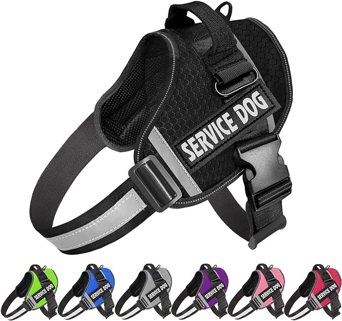 JSXD Dog Harness,No-Pull Service Dog Harness with Handle Adjustable Outdoor Pet Dog Vest 3M Reflective Nylon Material Vest...