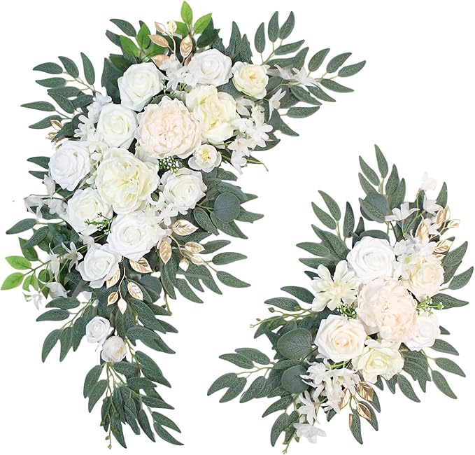 Odouzy Pack of 2 Wedding Arch Decorations Artificial Hanging Flowers Floral Swag for Wedding Welcome Sign Backdrop Balloon...