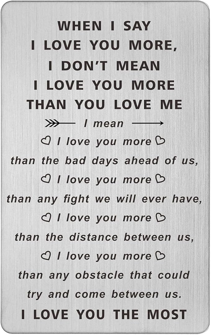 TANWIH When I Say I Love You More Wallet Card, Romantic Valentines Day Cards, I Love You Gifts for Him Her, Valentines Gif...