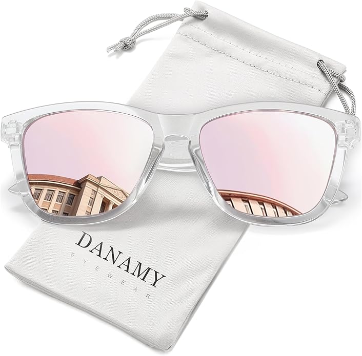 DANAMY Sunglasses Womens Polarized Sunglasses for Women Trendy Designer Mirrored UV400 Protection Sun Glasses