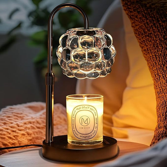 Candle Warmer Lamp with Timer Adjustable - Height Candle Warmer, Dimmer, Black Glass Wax Melting Lamps for Home Decor, for...