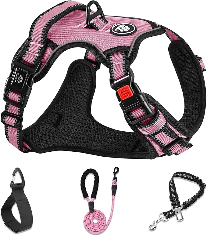 NESTROAD No Pull Dog Harness,Adjustable Oxford Medium Dog Harness with Leash,Reflective No-Choke Pet Vest Harness with Eas...