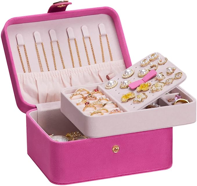 Homde Jewelry Box Small for Women: Ring Earring Organizer Storage for Dresser - Necklace Bracelets Holder with Multi Compa...