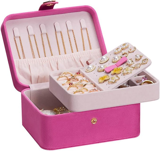 Homde Jewelry Box Small for Women: Ring Earring Organizer Storage for Dresser - Necklace Bracelets Holder with Multi Compa...