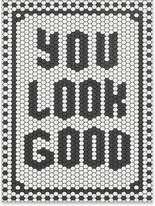 OMANI Black and White Quotes Wall Art Trendy Minimalist You Look Good Poster Funky Hexagon Tile Canvas Prints for Living R...