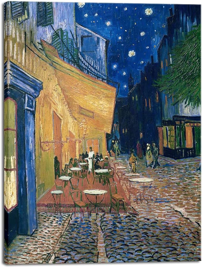 Wieco Art Large Wall Art Canvas Prints of Cafe Terrace at Night Canvas Prints Wall Art by Van Gogh Paintings Reproduction ...