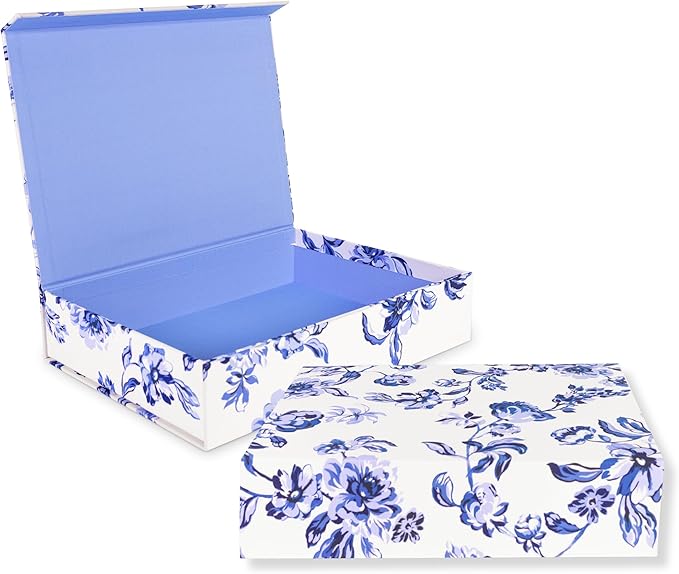 kate spade new york Heirloom Storage Box, 14" x 10" x 3" Decorative Organizer for Keepsakes, Greyboard Gift Box with Bookc...