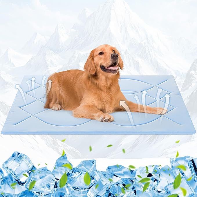 Tivray Dog Cooling Mat, 48'' × 28'' Large, Self-Cooling Mat for Dog Reversible (Cool & Warm), Double-Sided Pet Cool Pads f...