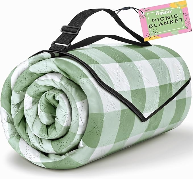 TigeJoy Extra Large Picnic Blanket Waterproof Foldable 80''x80'', Outdoor Picnic Mat Beach Blanket Sandproof for Park, Gra...