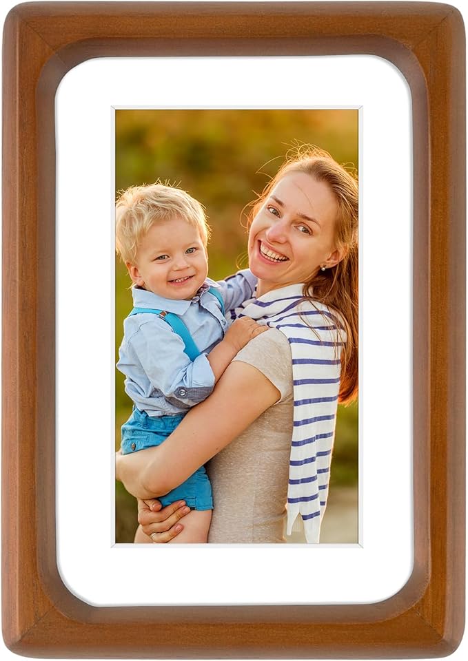 Golden State Art 4x6 Picture Frames - Brown Solid Wood with Glass, Rounded Corner 4 x 6 Picture Frame Matted to 3x5 Photos...