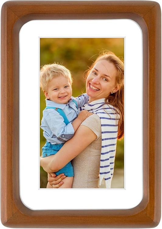 Golden State Art 4x6 Picture Frames - Brown Solid Wood with Glass, Rounded Corner 4 x 6 Picture Frame Matted to 3x5 Photos...