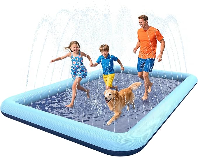 VISTOP Non-Slip Splash Pad for Kids and Dog, Thicken Sprinkler Pool Summer Outdoor Water Toys - Fun Backyard Fountain Play...