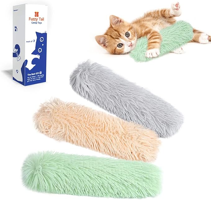 Potaroma Cat Toys Pillows, 3 Pack, Soft and Durable Crinkle Sound with Catnip Inside, Interactive Indoor Kitten Kicker, Pr...