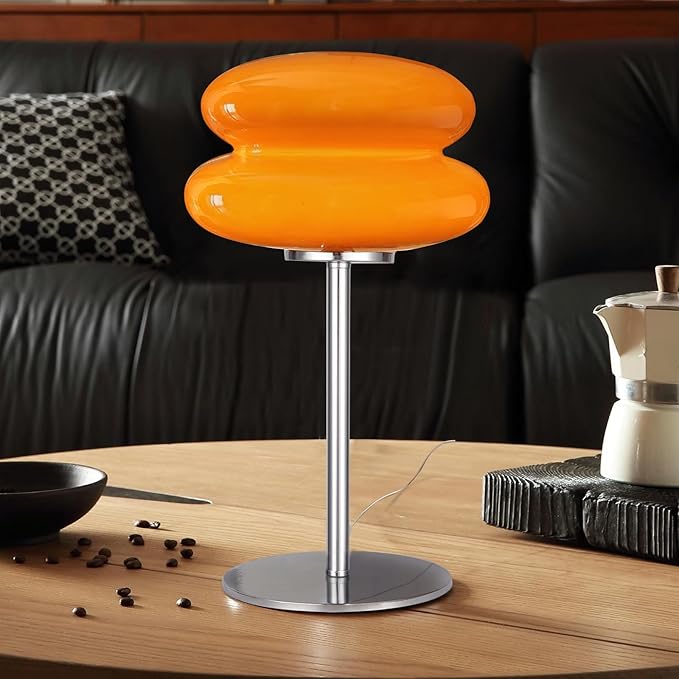 WELAISA Mid Century Modern Lamp for Nightstand Table Lamp for Bedroom, Dimmable Retro Egg Tart Bedside Small Lamps,Unique ...