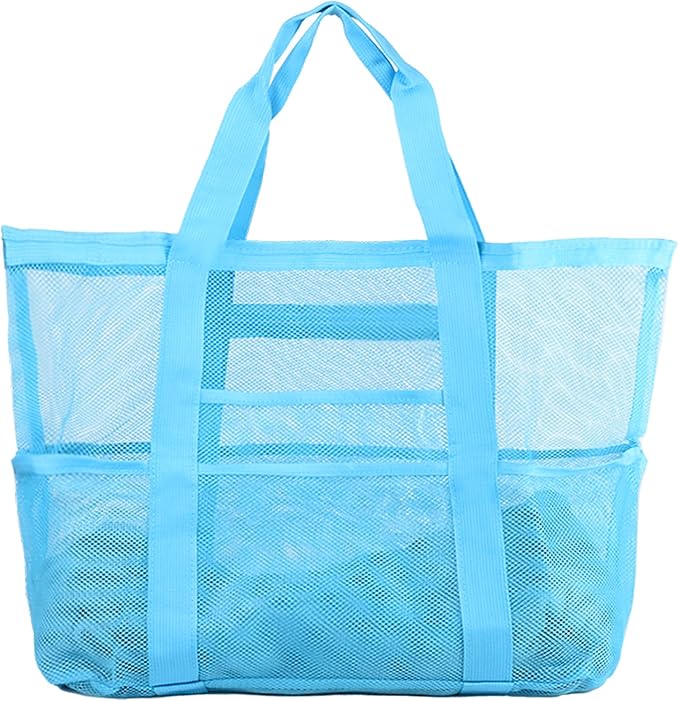 CaCTOUR Mesh Beach Bag,Large Beach Tote with 8 Pockets,Packable Beach Bags for Women Pool Bag for Family Beach Cruise Pool...