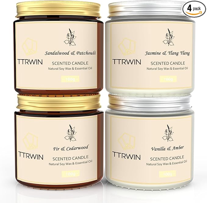 4 Pack Scented Candles for Home Scented Natural Soy Wax, Aromatherapy Candle Gifts Set for Women Men, Jar Candles Set for ...