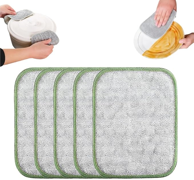 QITELL Multipurpose Steel Wire Cleaning Cloth - Double-Sided Scrub Rag for Kitchen Pots Pans Wet Dry (5)