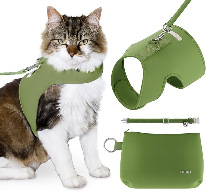 Cat Harness, Collar & Leash Set - Escape Proof Adjustable Choke Free Velcro Harness Vest for Walking Cats & Kittens (Match...