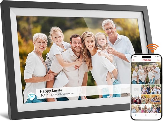Digital Photo Frame,10.1 Inch Frameo Digital Picture Frame, 1280x800 IPS LCD Touch Screen,Auto-Rotate,16GB, Supports SD Ca...