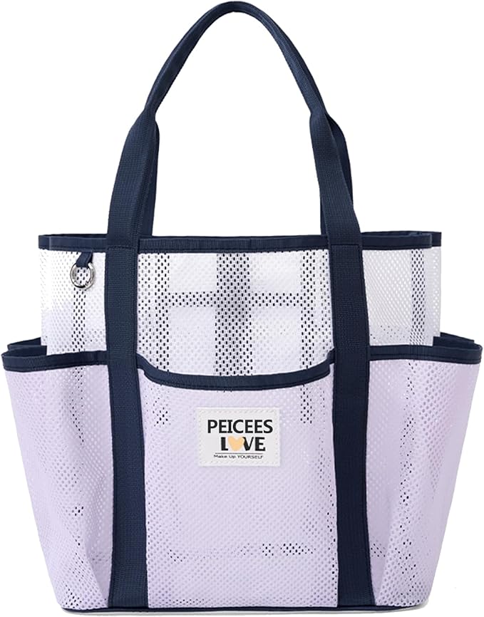 Peicees Small Mesh Beach Bag With Large Capacity Sand Resistant Lightweight Women Foldable Tote Summer Vocation Travel Pool