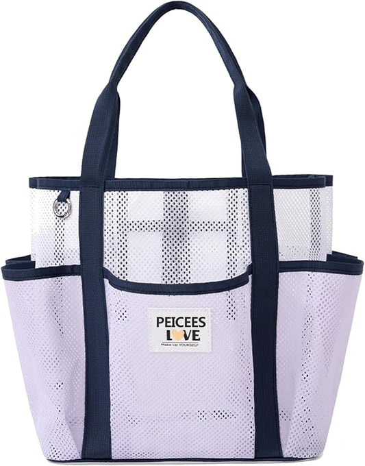Peicees Small Mesh Beach Bag With Large Capacity Sand Resistant Lightweight Women Foldable Tote Summer Vocation Travel Pool