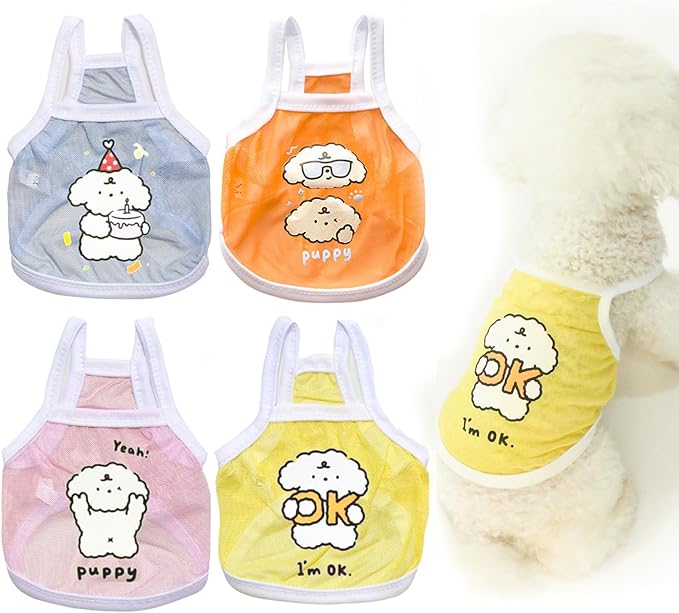 Ittokis 4 Pack Summer Pet Clothes Tank Top, Cooling Vest for Dogs for Hot Weather, Summer Dresses for Dogs and Cats Cool S...
