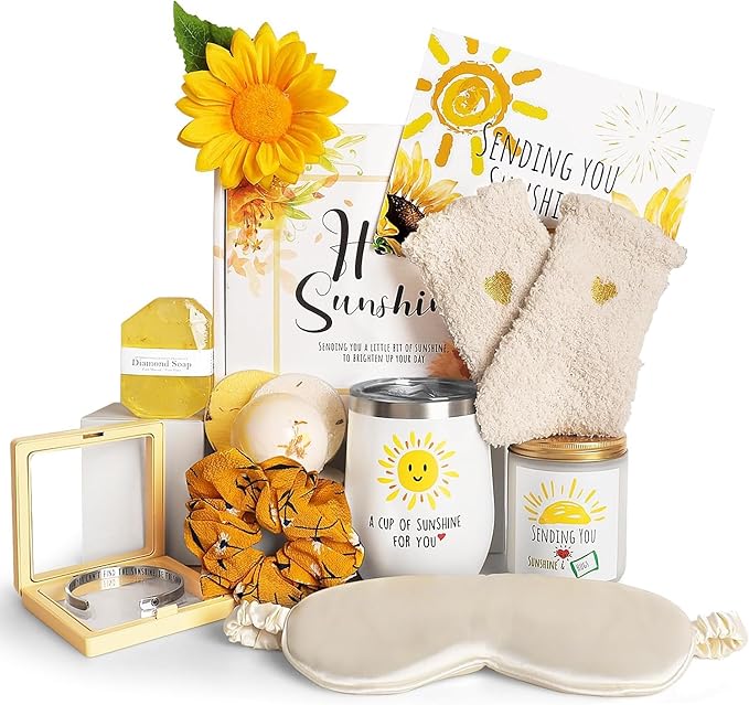 Birthday Gifts for Women, Sending Sunshine Christmas Gifts, Get Well Soon Gifts Basket Care Package Unique Spa Gifts Box w...