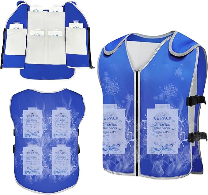 Ice Vest, Cooling Vest for Men & Women with 26 PCS Ice Packs, Adjustable Cool Vests for Working Hot Weather