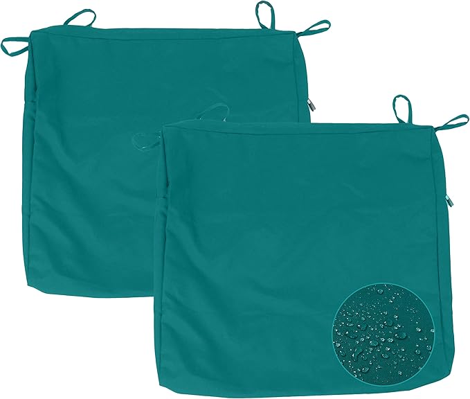 Leeymoo Patio Seat Cushion Covers, Water Repellent Patio Cushion Replacement Covers-Only Covers (18"x18"x2" 2 Pack Peacock...