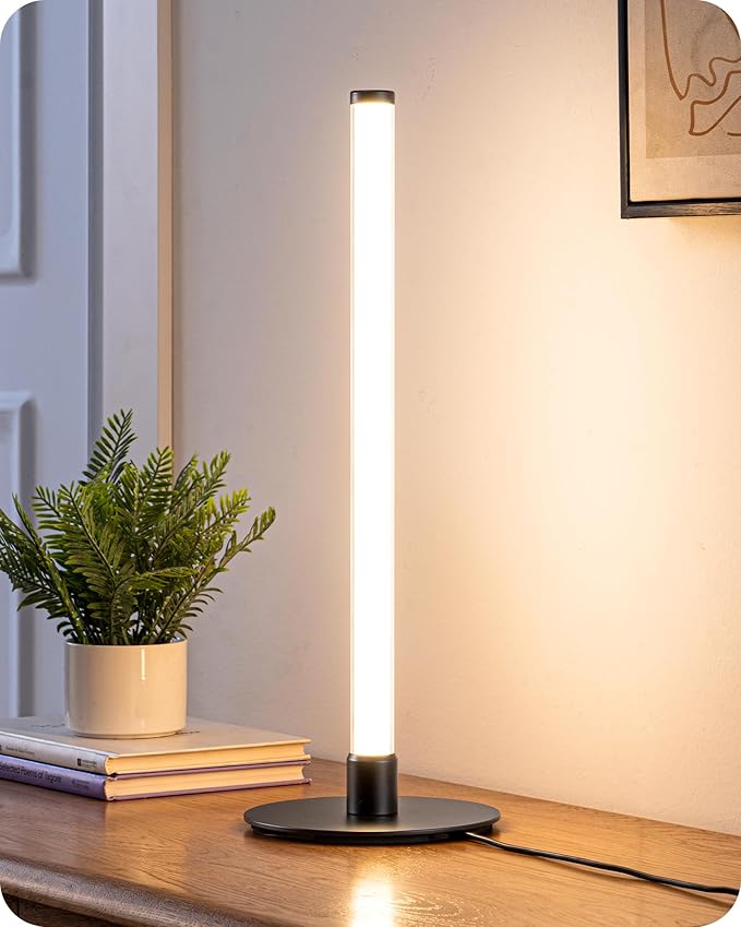 EDISHINE LED Table Lamp, Modern Slim Bedside Lamp with 360° Illumination, Stepless Dimming & 3 Color Temperature, Nightsta...