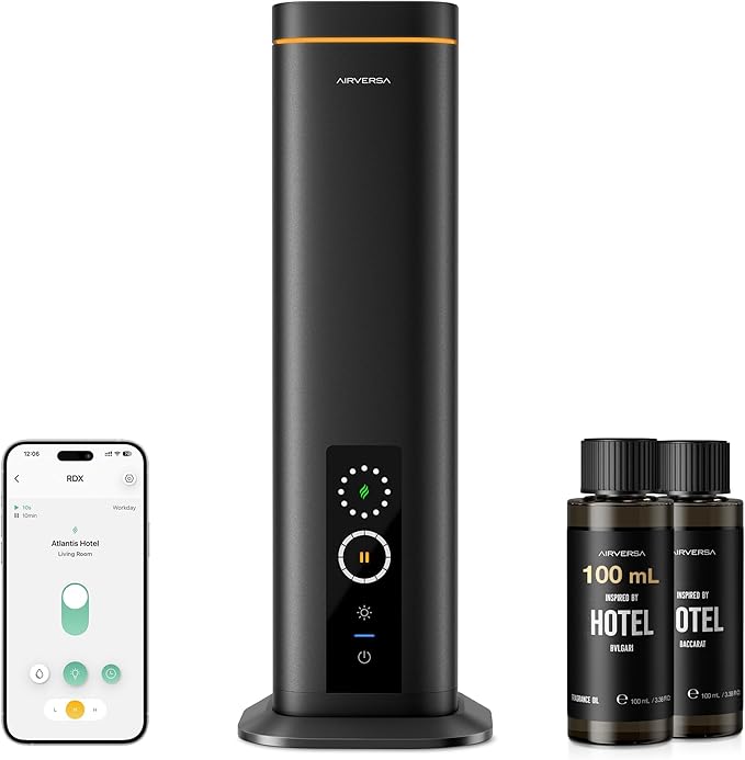 Airversa Waterless Diffuser, Smart Tower Diffuser with App Control, Cold Air Scent Diffuser Oil Machine for Homes Offices ...