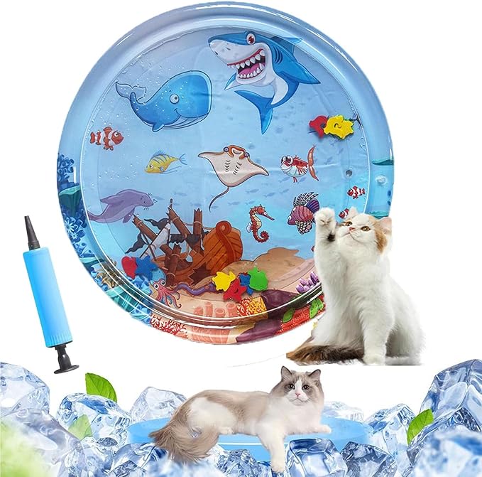 Thickened Water Mat for Cats,Big Pet Water Bed Washable Inflatable,Summer Pets Cooling Water Sensory Play Pad,Pet Playmat ...
