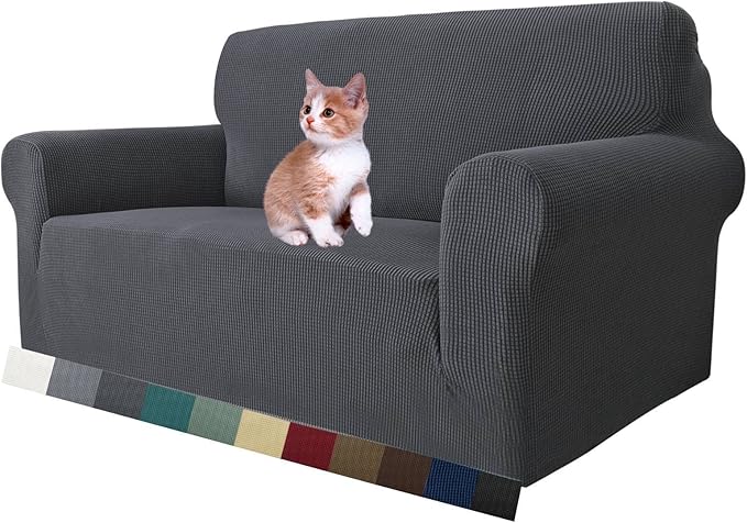 MAXIJIN Stretch Loveseat Sofa Slipcovers 1 Piece Love Seat Couch Covers for 2 Cushion Couch Non Slip Sofa Cover Washable D...