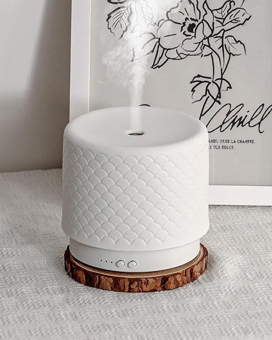 Essential Oil Diffuser - 280ml Ceramic Diffuser for Large Room & Commercial Use, 2.4MHz Aromatherapy Diffuser with Cool Mi...