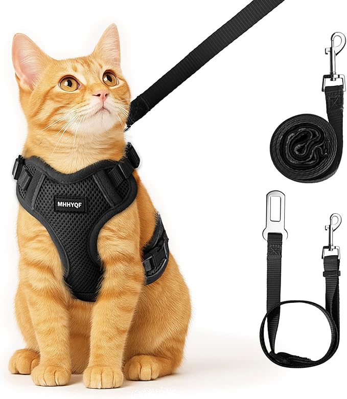 Cat Harness and Leash for Walking, Cat Car Harness, Escape Proof Soft Adjustable Vest Harnesses for Cats, Easy Control Bre...