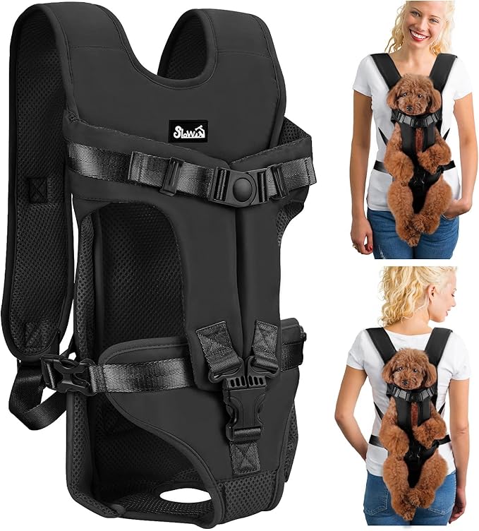 Lukovee Dog Backpack Carrier, Legs Out Easy-fit Dog Front Carrier for Small Medium Dogs, Adjustable Hands Free Dog Chest C...