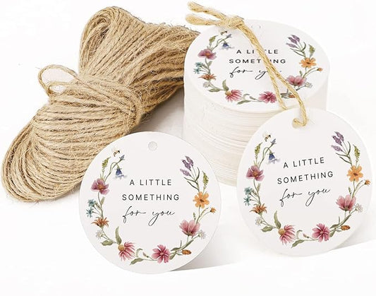 50 Floral Thank You Gift Tags with String Attached, Small Thank You for Celebrating with Us Gift Bag Tags for Presents and...