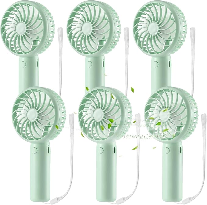 Tujoe 6 Pcs Mini Powerful Handheld Fan 3 Speed Personal Small Portable Rechargeable Fan with Base USB for Women Eyelash Ma...