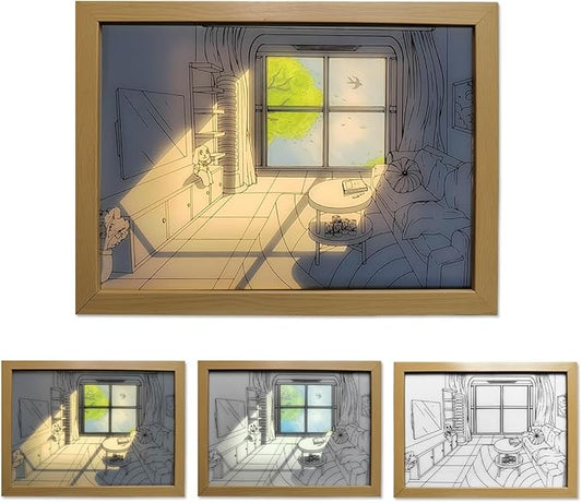 WELESHEI Led Mood Lamp Light Up Painting Wall Art 3 Color Changable Modes Romantic Decorative 4D Night Light For Bedroom L...