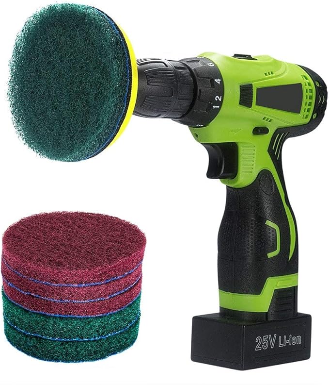 Kichwit 4 Inch Drill Power Brush Tile Scrubber Scouring Pads Cleaning Kit, Includes Attachment, Heavy Duty Household Clean...