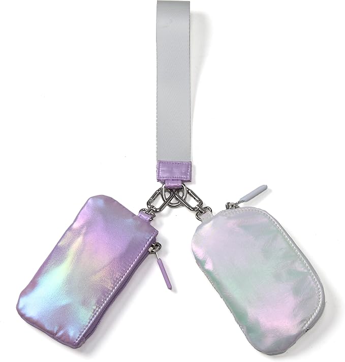 Pander Dual Pouch Wristlet Wallet for Women, RFID Blocking 2-Piece Keychain Coin Purse Set, Detachable Mini Pouch for Car ...