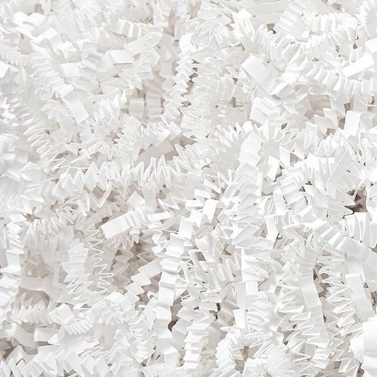 Mefleet 1 LB Crinkle Cut Paper Shred Filler White Crinkle Shredded Paper for Gift Box - Gift Basket Bag Filler - Grass Cus...