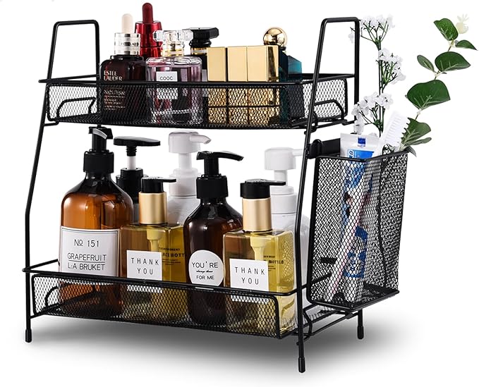 LEMIKKLE 2-Tier Bathroom Countertop Organizer,Skincare, Makeup Countertop Organizers, Kitchen, Bathroom Counter Storage wi...