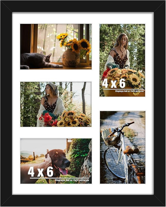 DUENPY 11x14 Collage Picture Frame, 4x6 Collage Picture Frame, Displays Five 4x6 inch Photos, or 11x14 (Without Mat) Wall ...