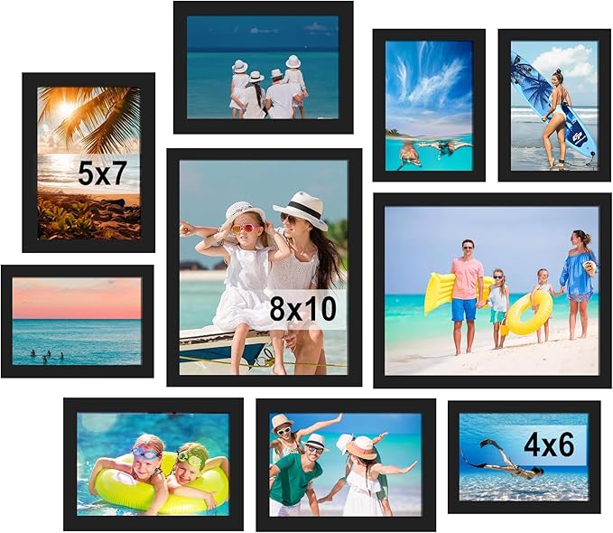 BESCRCL 10 Pack Picture Frames Collage Wall Decor, Gallery Wall Frame Set for Tabletop or Wall Mounting Display, Multi Siz...
