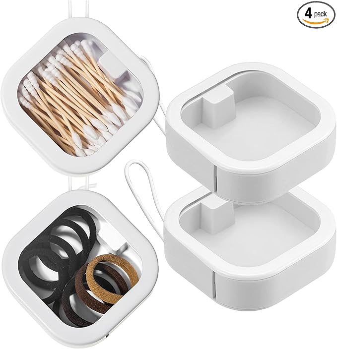 ESEHGS Hair Tie Organizer,Portable Travel Qtip Holder,Bathroom Storage Organizer Qtip Dispenser Cotton Swabs Dispenser Kid...