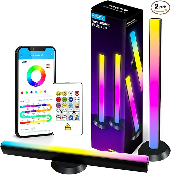 DAYBETTER Smart LED Light Bars, RGB Light Bar, 14 Inches TV Backlights with Scene and Music Modes, Smart Light Bars with M...